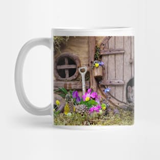 George the mouse in a log pile House spring Mug
